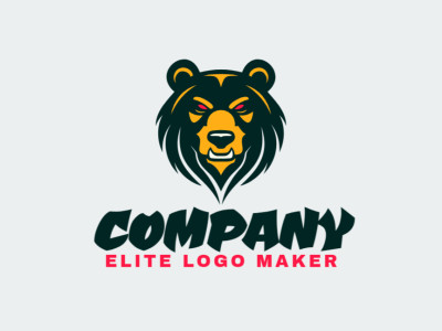 A symmetric logo featuring the bold head of a bear, with striking black, pink, and yellow accents, evoking courage and strength.