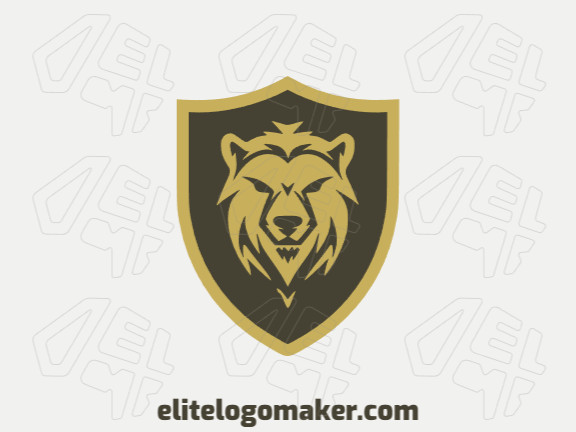 Logotipo customizável com a forma de um urso valente com design criativo e estilo emblema.