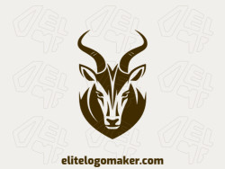 Symmetric logo in the shape of a brave goat with creative design.