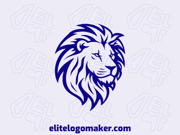 Logotipo mascote com design refinado, formando um leão valente com a cor azul escuro.