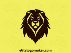 Create an ideal logo for your business in the shape of a brave lion head with a simple style and customizable colors.