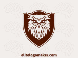 Create a memorable logo for your business in the shape of a brave owl with symmetric style and creative design.