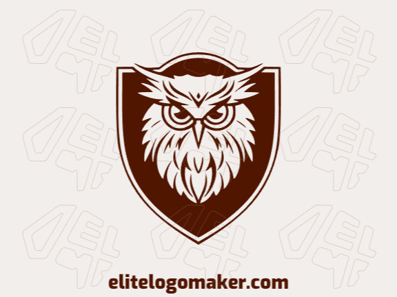 Crie um logotipo memorável para sua empresa com a forma de uma coruja valente com estilo simétrico e design criativo.