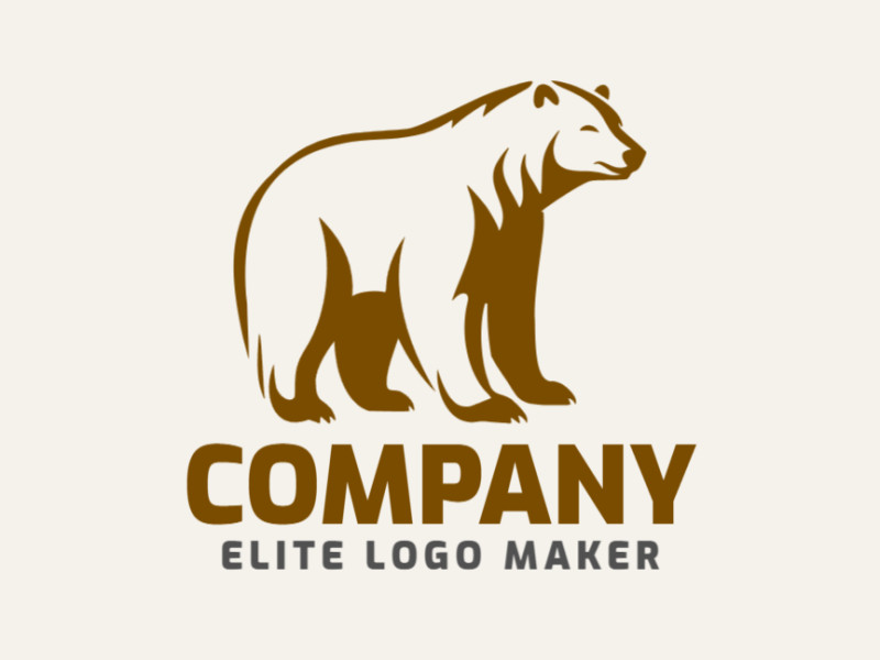 Um logotipo profissional em forma de um urso marrom com um estilo abstrato, a cor utilizada foi marrom.