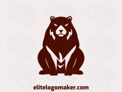 Creative logo in the shape of a brown bear with memorable design and mascot style, the color used is dark brown.