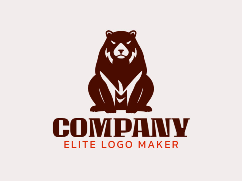 Logotipo criativo com a forma de um urso marrom com design memorável e estilo mascote, a cor utilizada é marrom escuro.