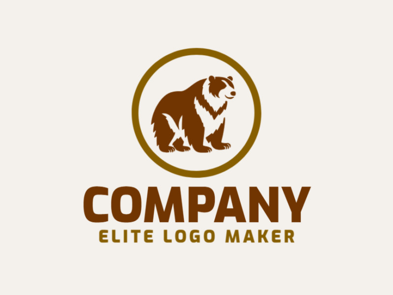 Crie um logotipo memorável para sua empresa com a forma de um urso marrom com estilo animal e design criativo.