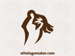Animal logo in the shape of a brown bear head composed of abstracts shapes and refined design with brown color.