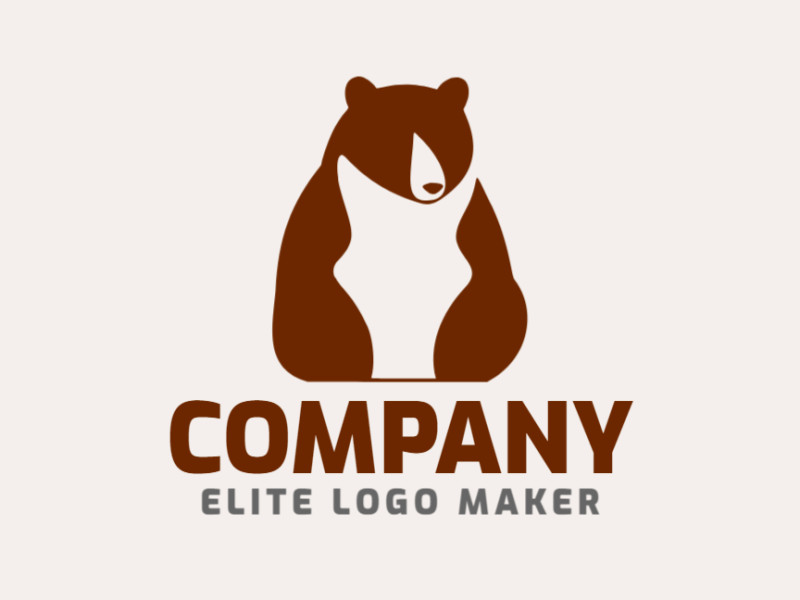 Logotipo profissional com a forma de um urso marrom com estilo minimalista, a cor utilizada foi marrom escuro.