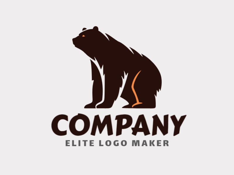 Um logotipo mascote brincalhão apresentando um urso marrom encantador, irradiando calor e simpatia.