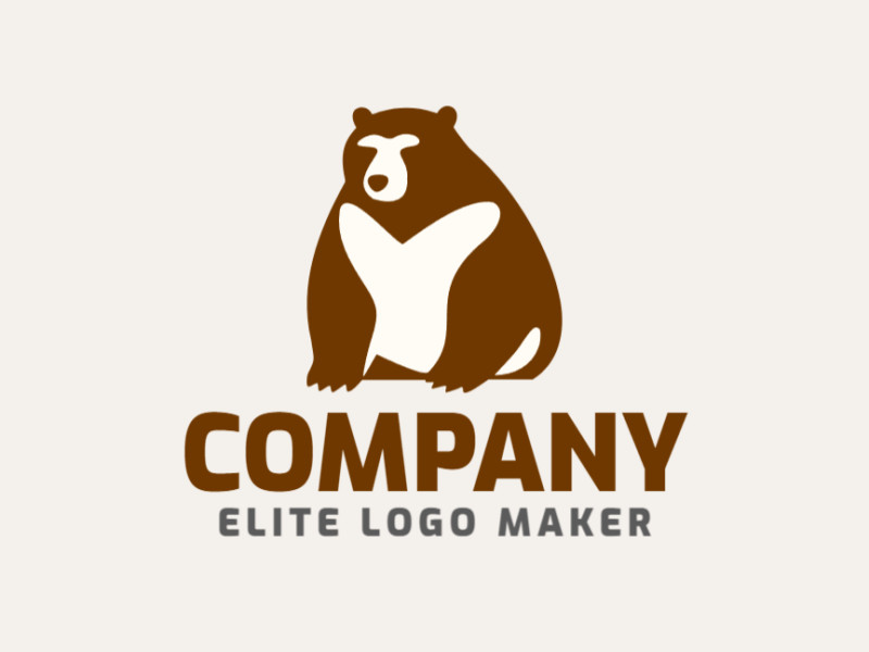 A sophisticated logo in the shape of a brown bear with a sleek simple style, featuring a captivating beige and dark brown color palette.