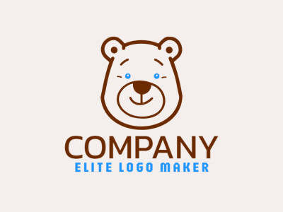 A monoline logo featuring a brown bear, capturing simplicity and charm with a palette of blue and brown.