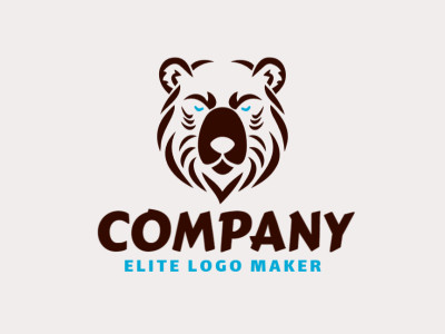 Un diseño de logo simétrico que muestra un majestuoso oso pardo, exudando fuerza y armonía.