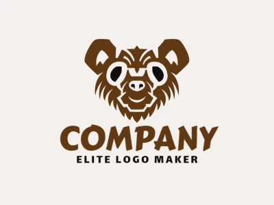 Logotipo creativo en forma de un oso pardo con un diseño memorable y un estilo simétrico, los colores utilizados son negro y marrón.