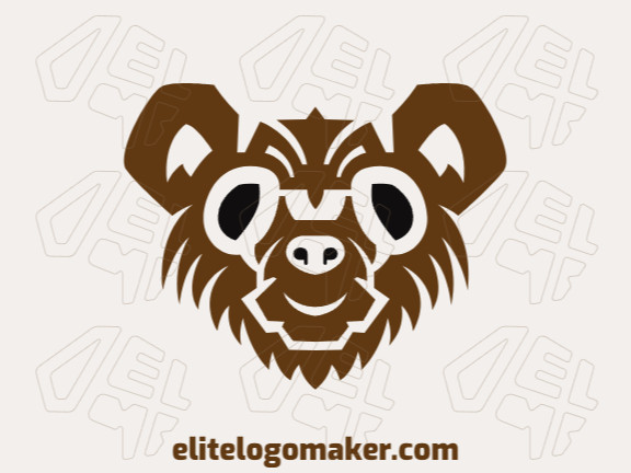 Logotipo criativo com design simétrico formando uma cabeça de urso marrom com as cores marrom e preto.