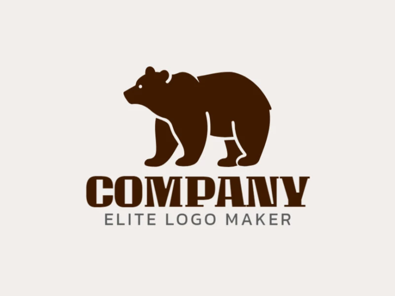 Um logotipo minimalista de urso marrom, incorporando simplicidade e força em um tom marrom escuro elegante.