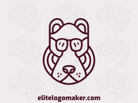 Vector logo in the shape of a brown bear with monoline style and brown color.