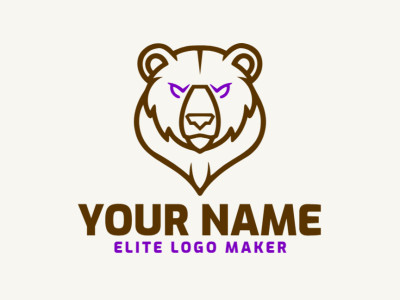 Un logo prominente, diferente y sutilmente diseñado que presenta un oso pardo en estilo animal.