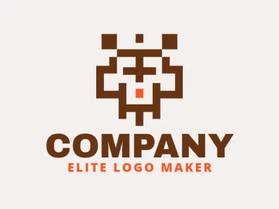 Logotipo ideal para diferentes negocios en forma de un oso pardo, con diseño creativo y estilo simétrico.