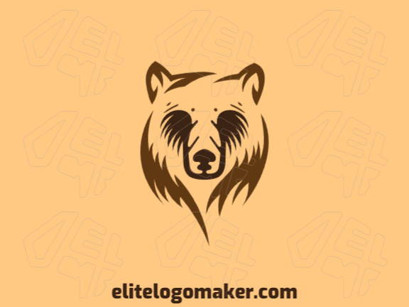 Logotipo criativo com a forma de um urso marrom com design refinado e estilo simples.