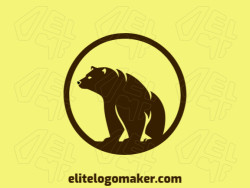 Logo template for sale in the shape of a brown bear combined with a circle, the color used was dark brown.