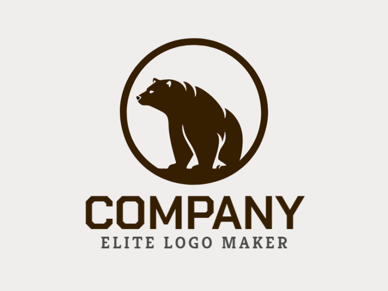 Modelo de logotipo para venda com a forma de um urso marrom combinado com um círculo, a cor utilizada foi marrom escuro.