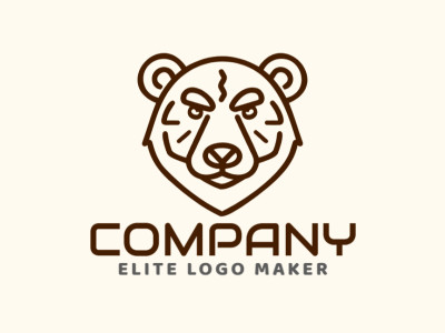 Un logotipo profesional e inspirador con la cabeza de un oso marrón en estilo monoline, que irradia elegancia y sofisticación.