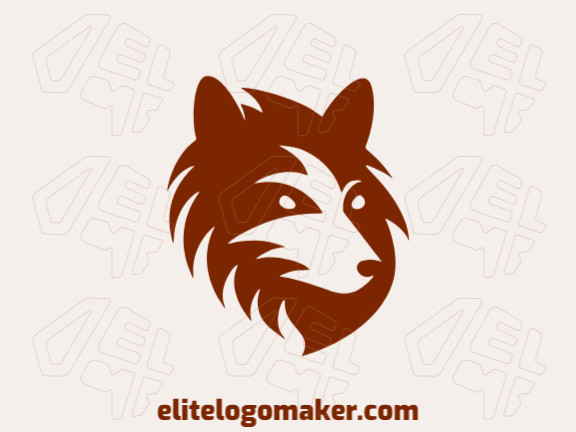 Logotipo customizável com a forma de uma cabeça de urso marrom com design criativo e estilo simples.