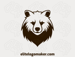 Creative logo in the shape of a brown bear head with a memorable design and simple style, the color used is dark brown.