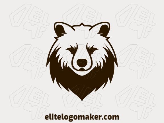 Logotipo criativo com a forma de uma cabeça de urso marrom com design memorável e estilo simples, a cor utilizada é marrom escuro.