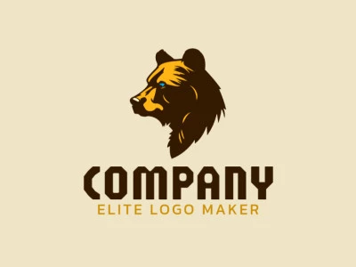 Un logotipo animal con una cabeza de oso pardo en tonos de marrón y amarillo, simbolizando fuerza y fiabilidad para una marca prominente.