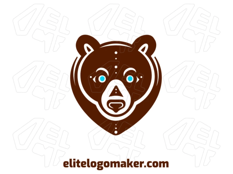 Uma ilustração criativa de uma cabeça de urso marrom em estilo abstrato, projetada com linhas marcantes e formas únicas para um logotipo distinto.