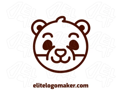 Logotipo simétrico adequado com a cabeça de um urso marrom, design minimalista, criando uma estética limpa e equilibrada.