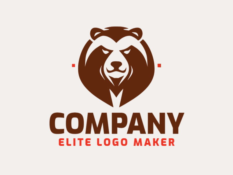 Logotipo criativo com a forma de uma cabeça de urso marrom com design refinado e estilo simétrico.