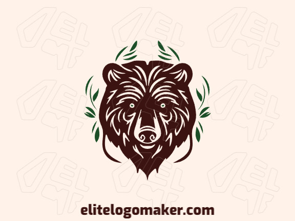 Illustrative logo with a refined design forming a brown bear combined with leaves, the colors used was green and brown.