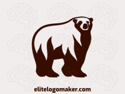 Professional logo in the shape of a brown bear on alert with creative design and mascot style.