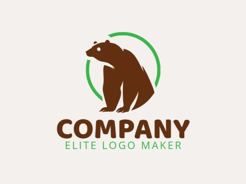 Logotipo profesional en forma de un oso pardo en alerta con un estilo creativo, el color utilizado fue el verde.