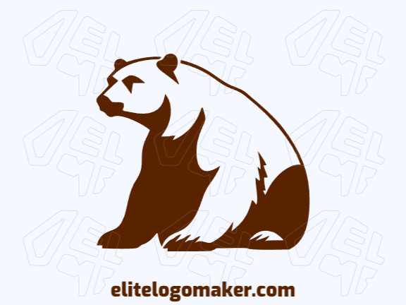 Logotipo criativo com a forma de um urso marrom sentado com design refinado e estilo simples.