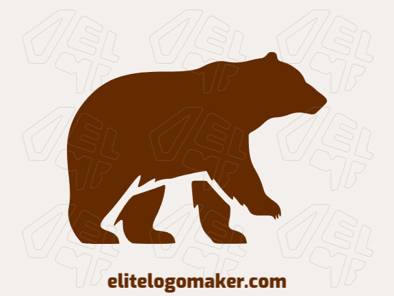 Ideal logo for different businesses in the shape of a brown bear walking with an abstract style.