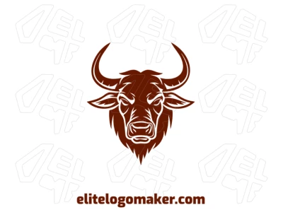 An editable animal design featuring a brown bull head, creating a bold and strong logo with intricate details and a powerful visual appeal.