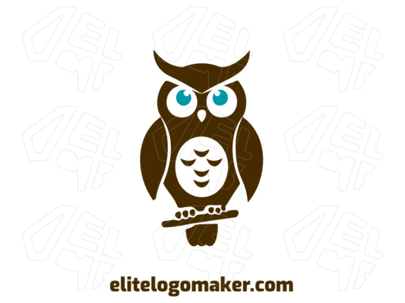 An attractive abstract design of a brown owl with blue eyes, capturing attention with its unique and captivating style.