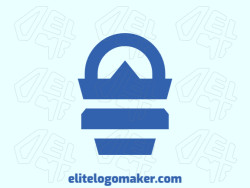 Logo available for sale in the shape of a bucket, with abstract style and blue color.