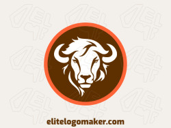 Memorable logo in the shape of a buffalo with abstract style, and customizable colors.