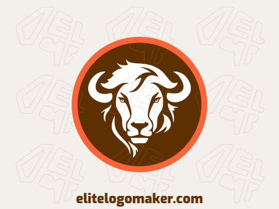 Logotipo memorável com a forma de um búfalo com estilo abstrato, e cores customizáveis.