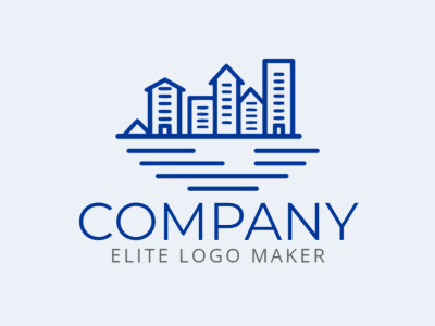 Un logotipo adaptable y expertamente diseñado en forma de un edificio con un estilo monoline; el color utilizado fue azul oscuro.