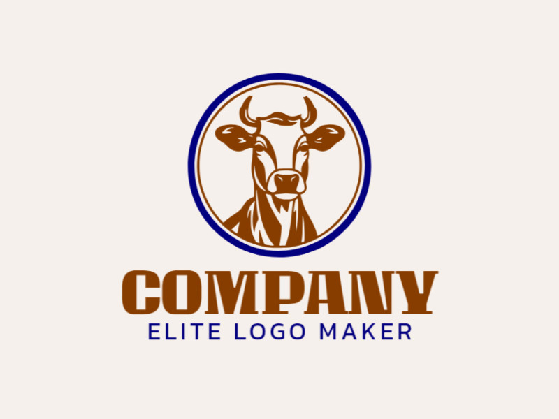 Crie um logotipo ideal para o seu negócio com a forma de um touro com estilo abstrato e cores customizáveis.