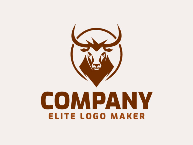 Crie um logotipo ideal para o seu negócio com a forma de um touro com estilo pictórico e cores customizáveis.