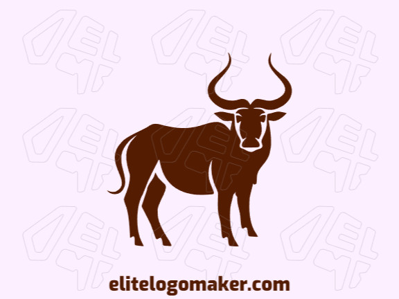Creative logo in the shape of a bull with a memorable design and abstract style, the color used is dark brown.