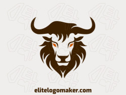 Create a vector logo for your company in the shape of a bull with an abstract style, the colors used was orange and dark brown.