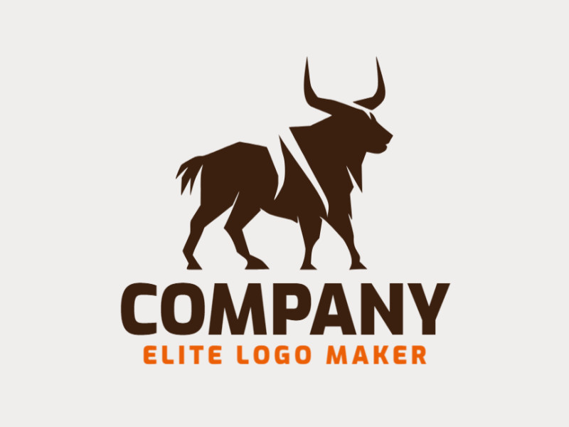 Professional logo in the shape of a bull with an abstract style, the color used was brown.